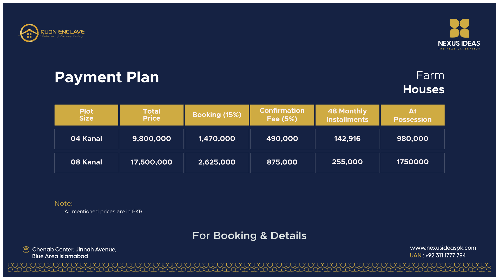 Rudn Enclave islamabad farm house payment plan
