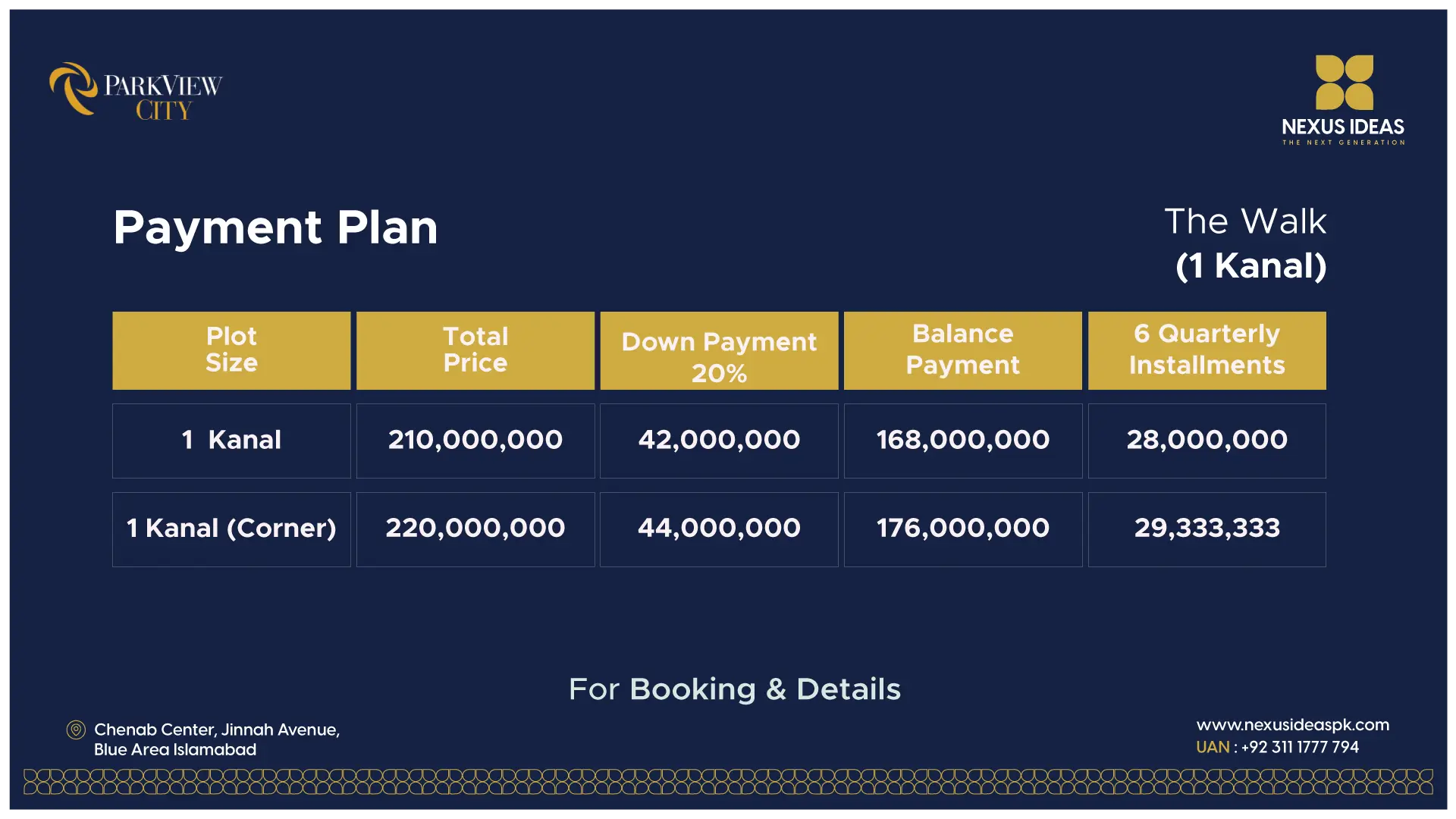 1 kanal commercial plot for sale in Islamabad (The Walk)