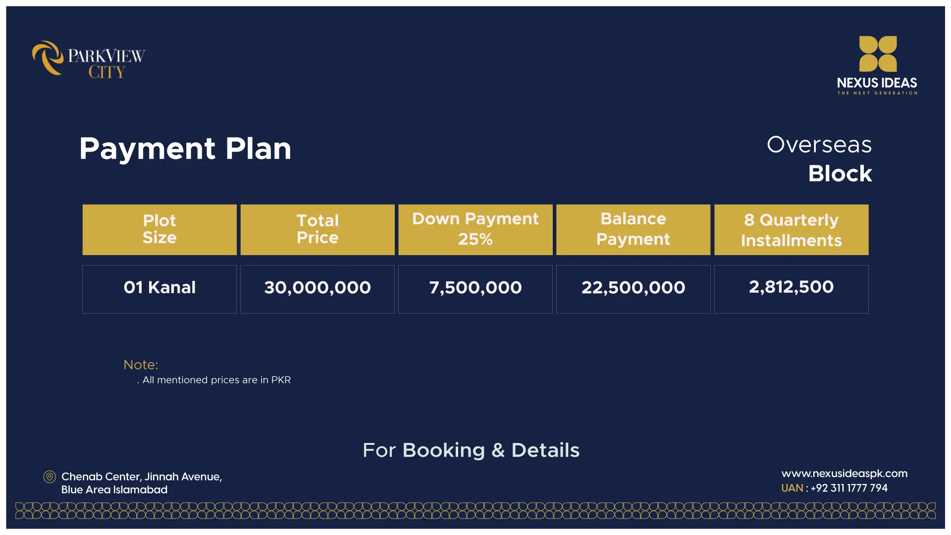 1 kanal residential plot for sale in Islamabad (Overseas Block)