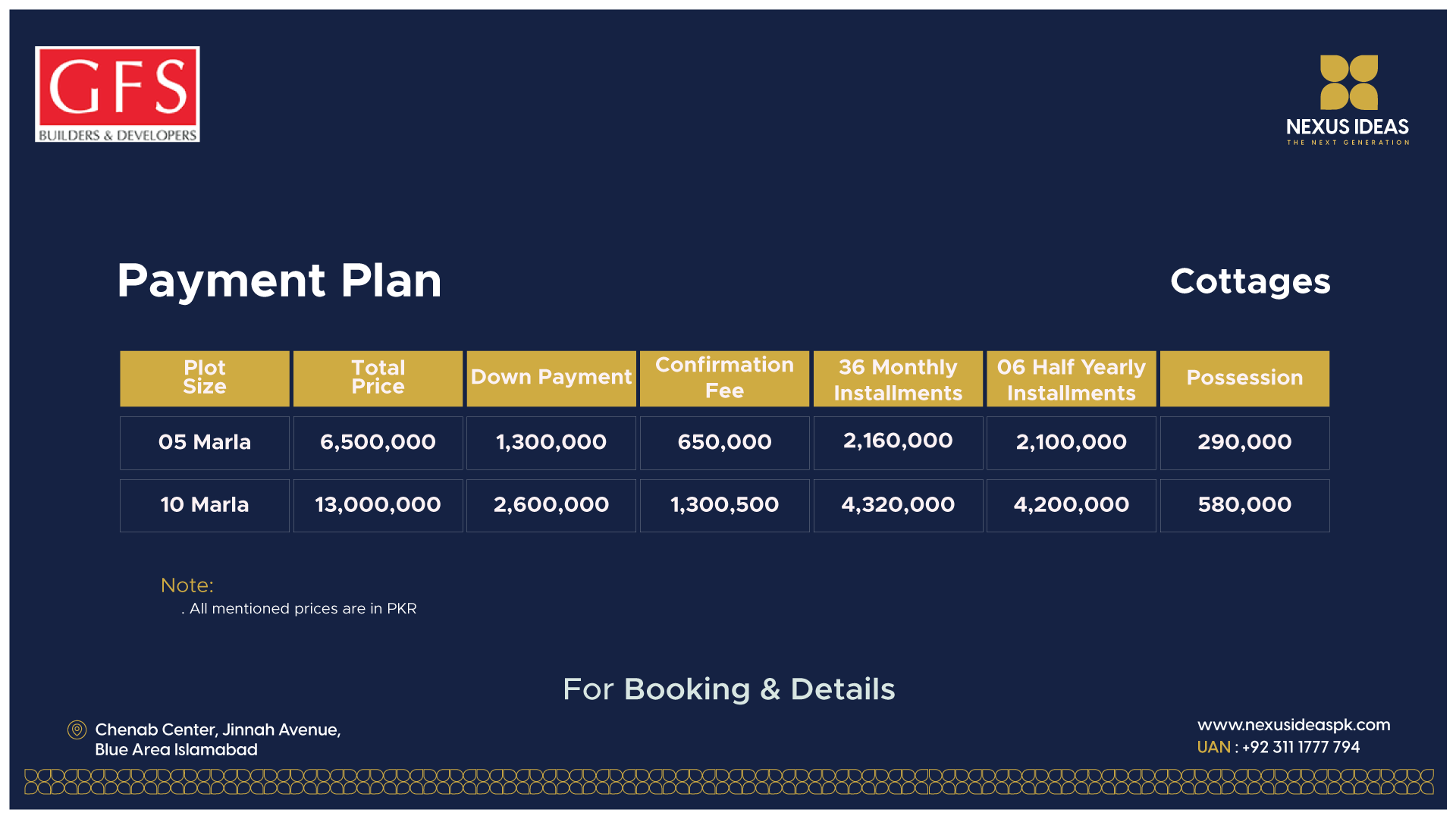 7 wonders City Cottages Payment Plan