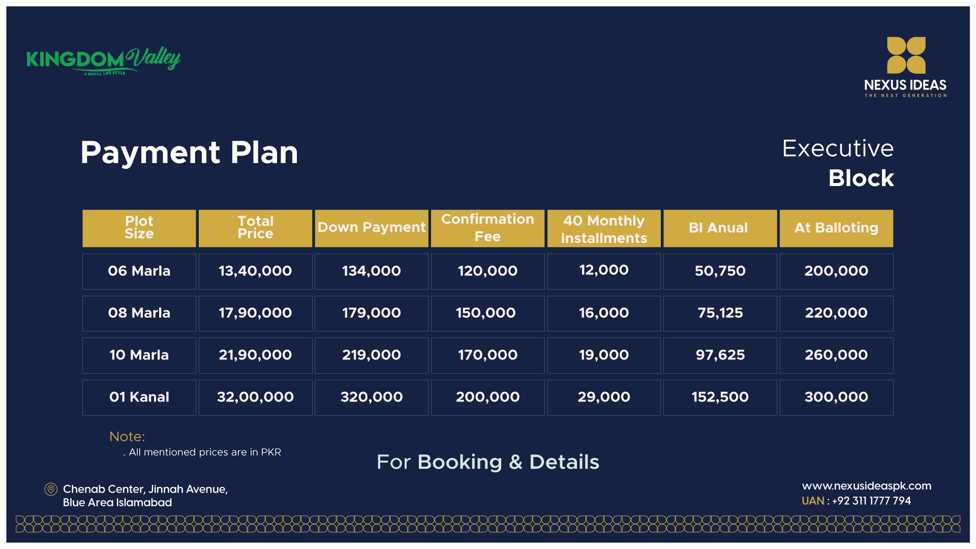 Kingdom Valley Executive Block Payment Plan