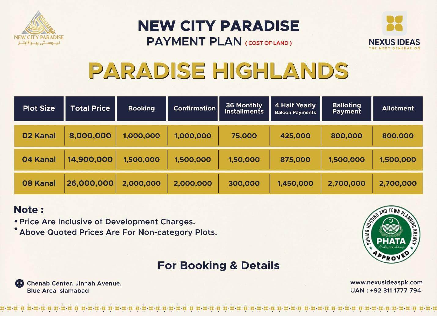 Paradise Highlands New City Paradise Payment Plan