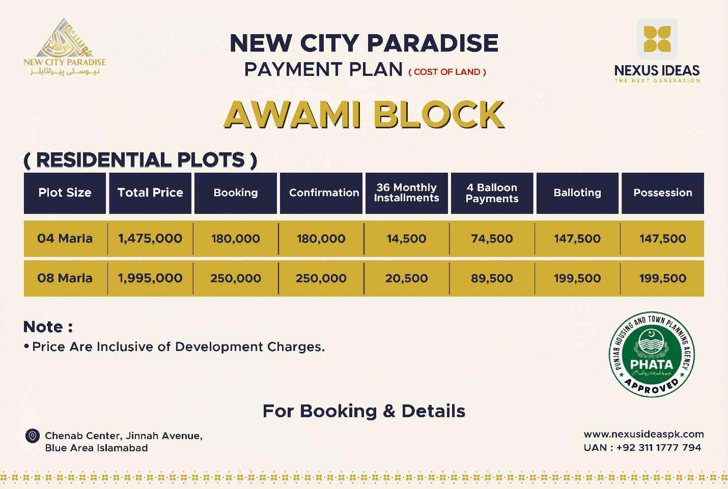 New City Paradise Awami Block Payment Plan