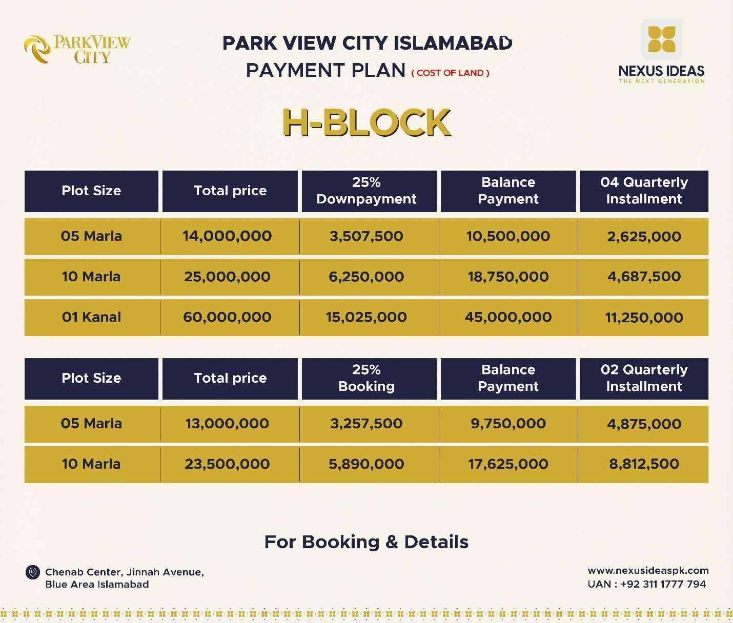 Park View City H Block Payment Plan