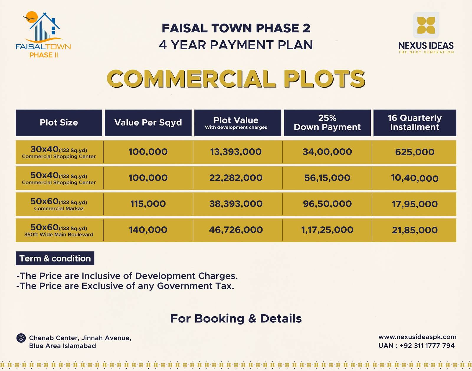 Faisal Town Phase 2 Commercial Plots Payment Plan