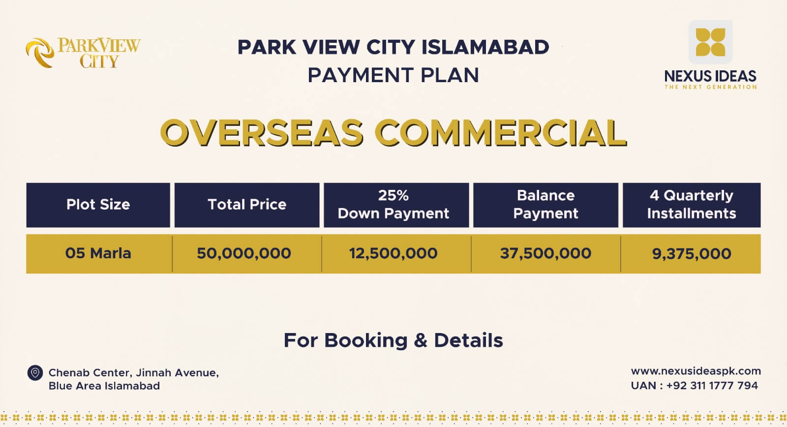 Park View City Overseas Commercial Payment Pla