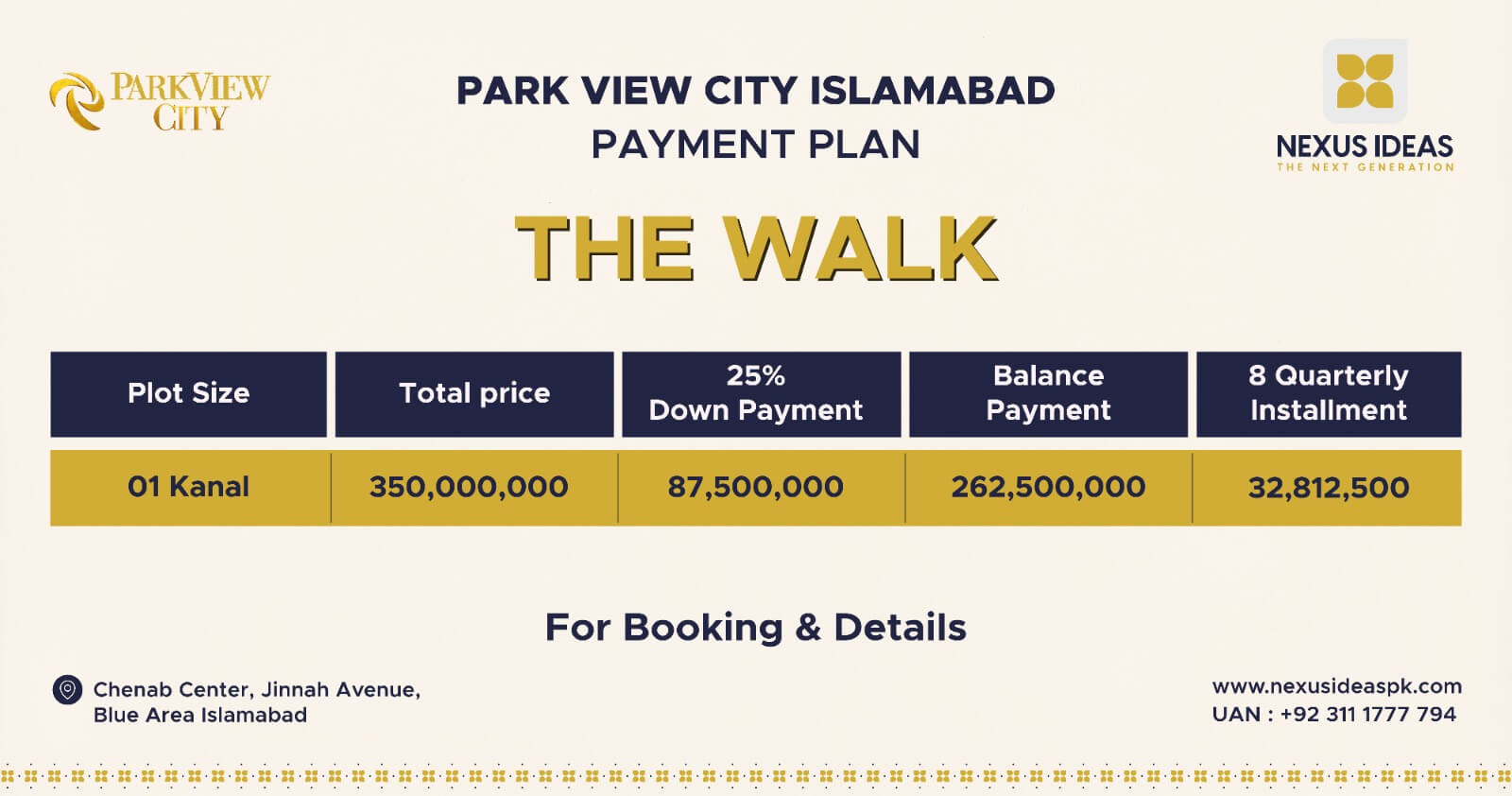 Park View City The Walk Payment Plan