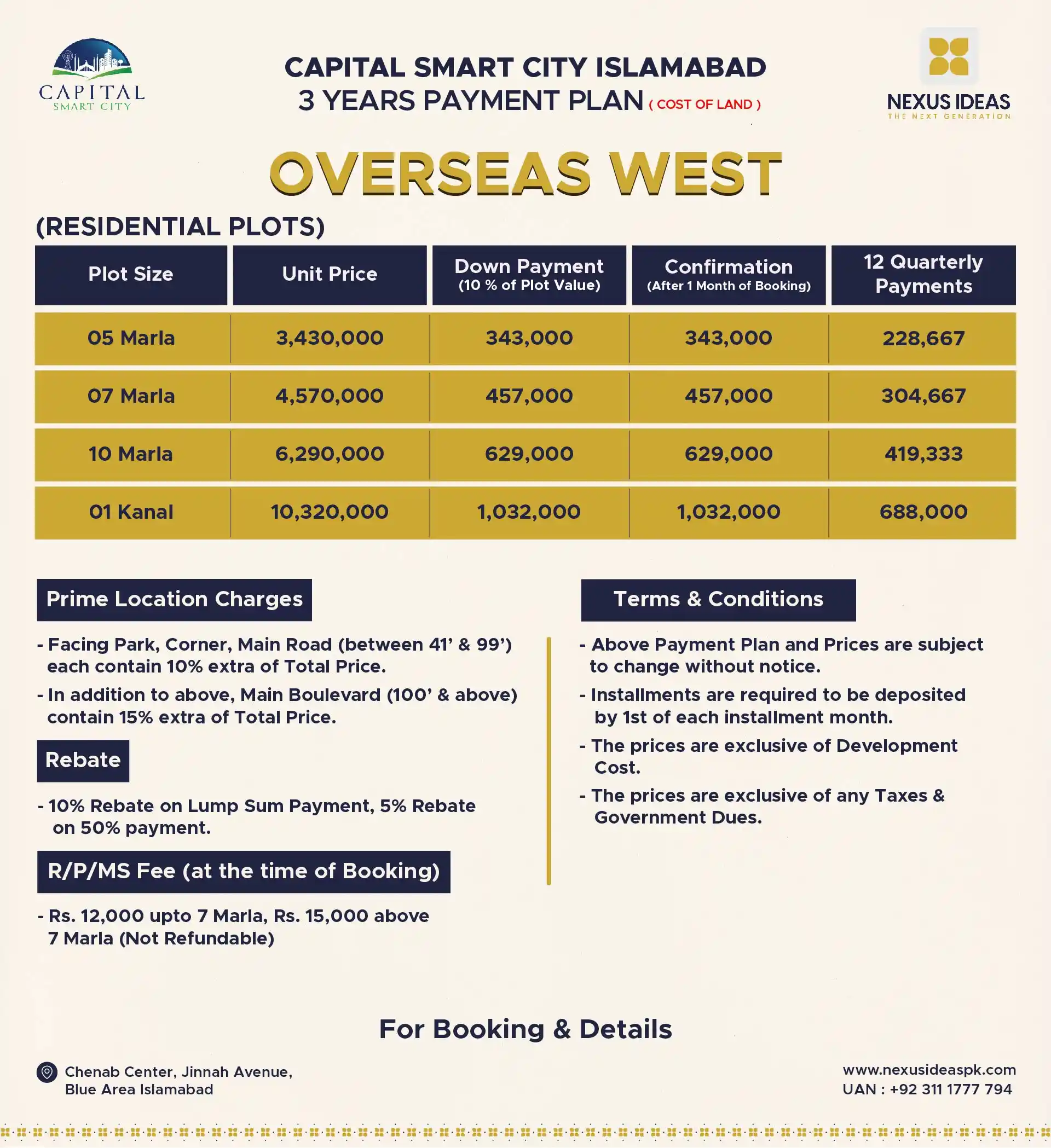 Capital Smart City Overseas West Payment Plan