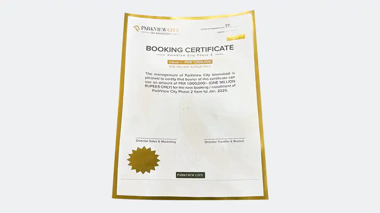 Park View City Phase 2 Booking Certificate