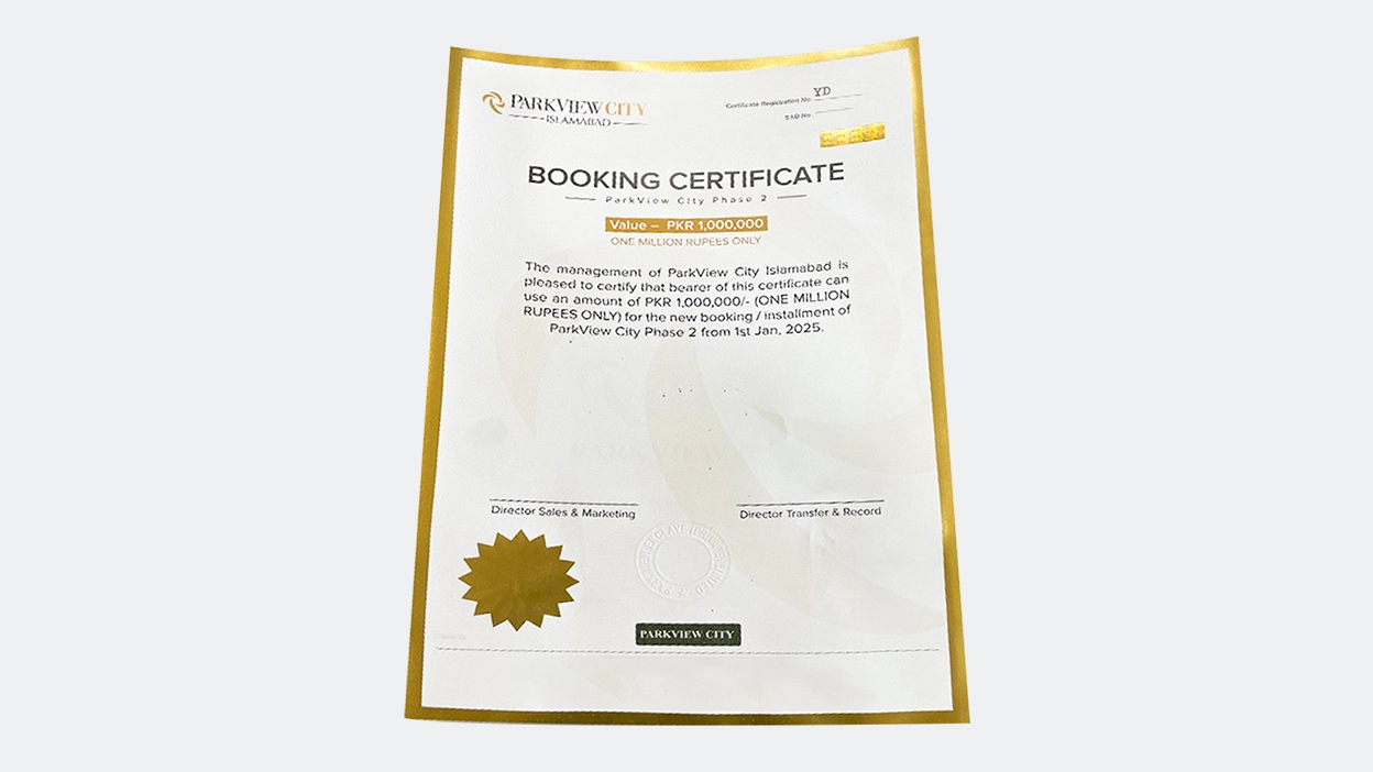 Park View City Phase 2 Booking Certificates