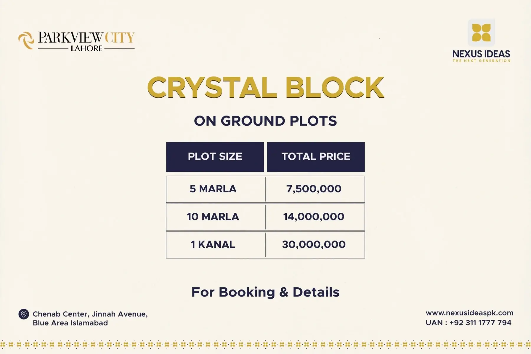 Park View City Lahore Crystal Block Payment Plan