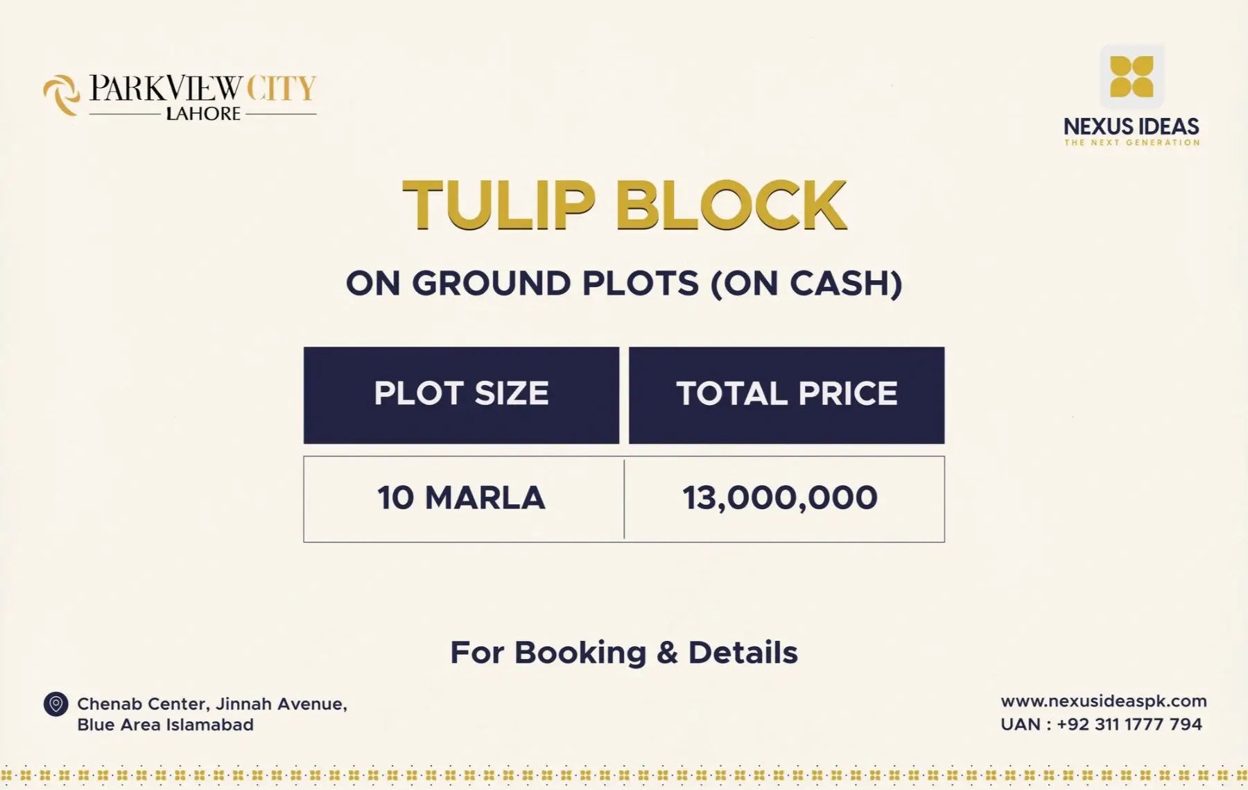 Park View City Lahore Tulip Block Payment Plan