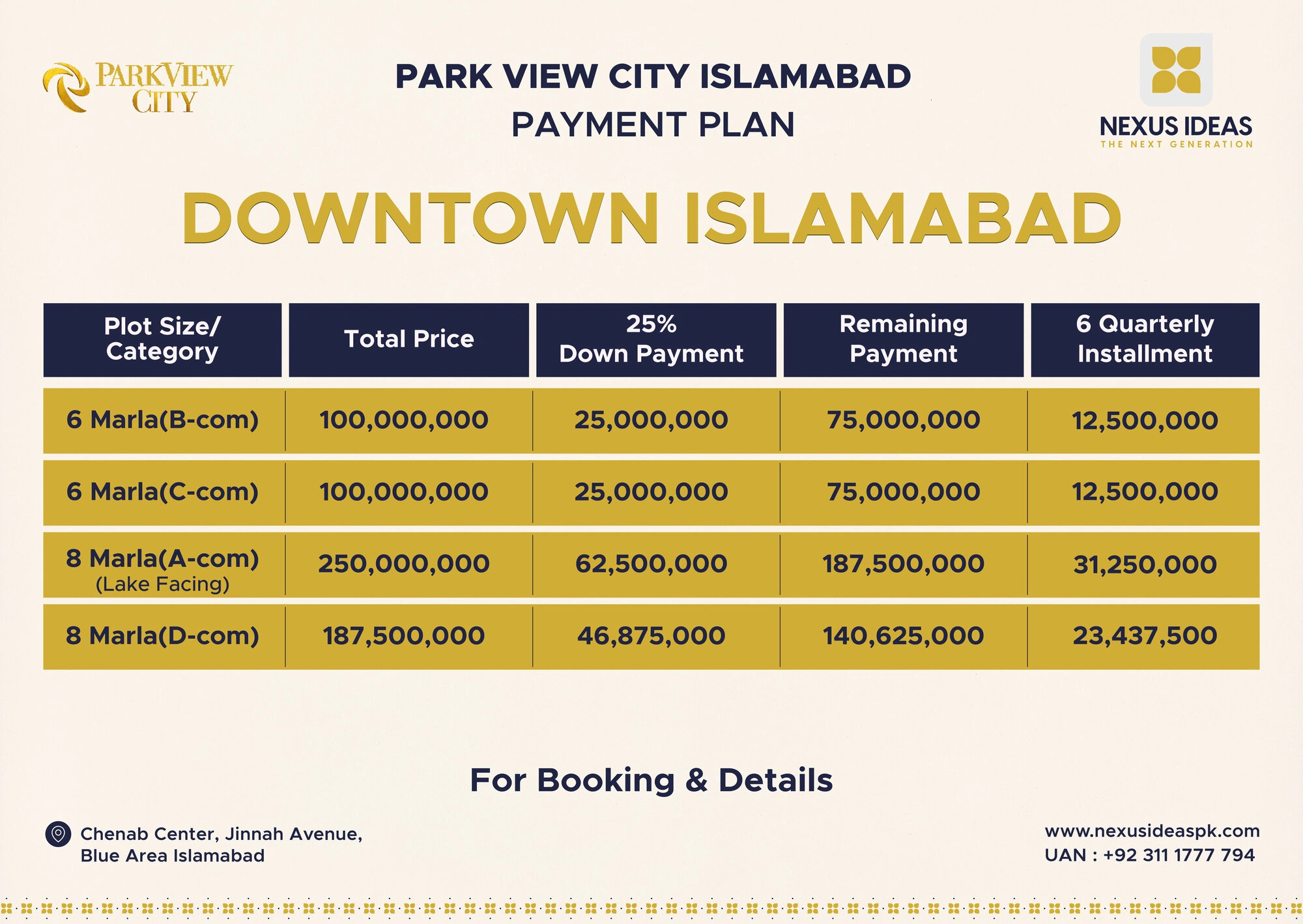 Park View City Downtown Islamabad Payment Plan