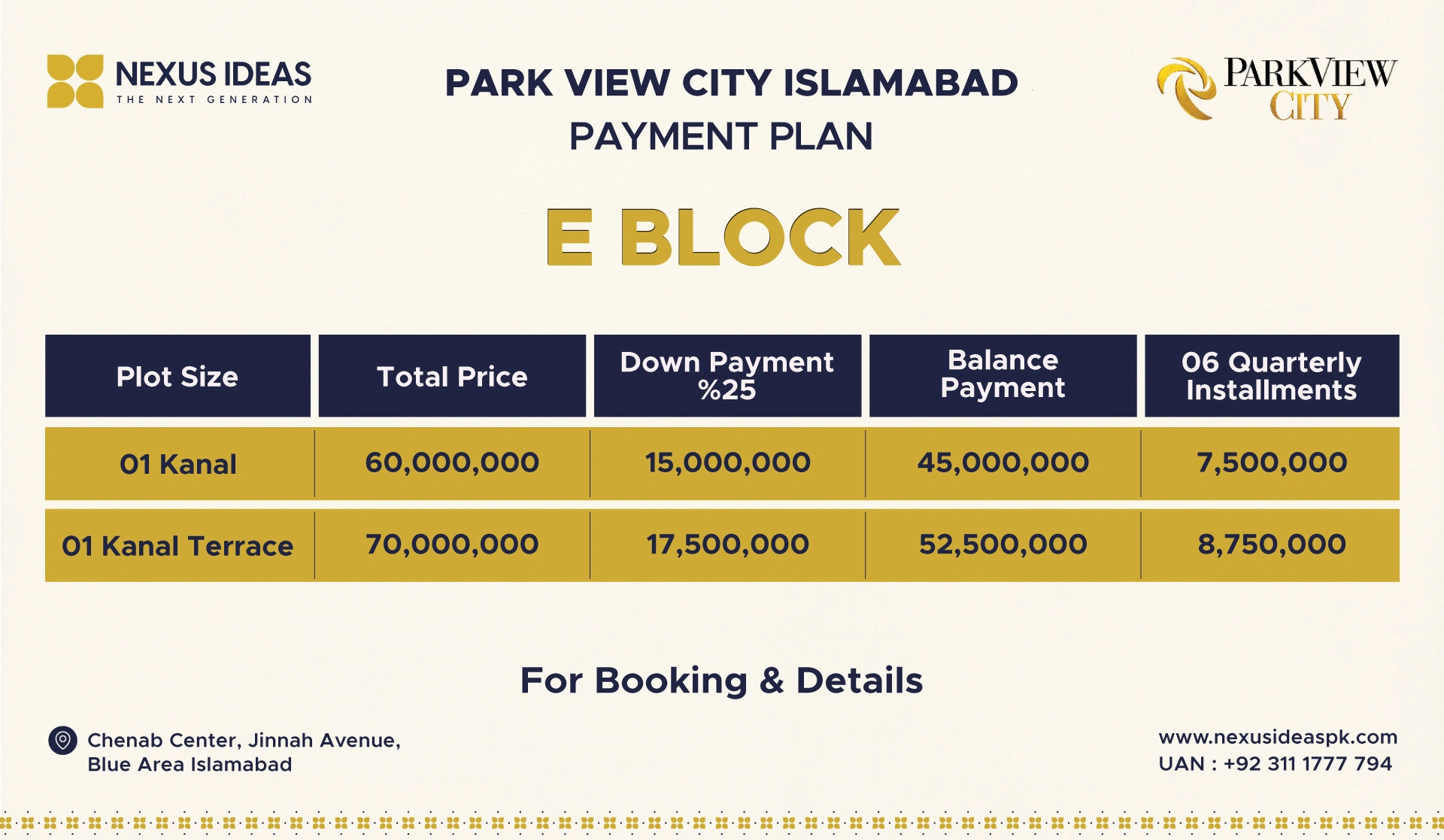 ParkView City Islamabad E Block Payment Plan 2025