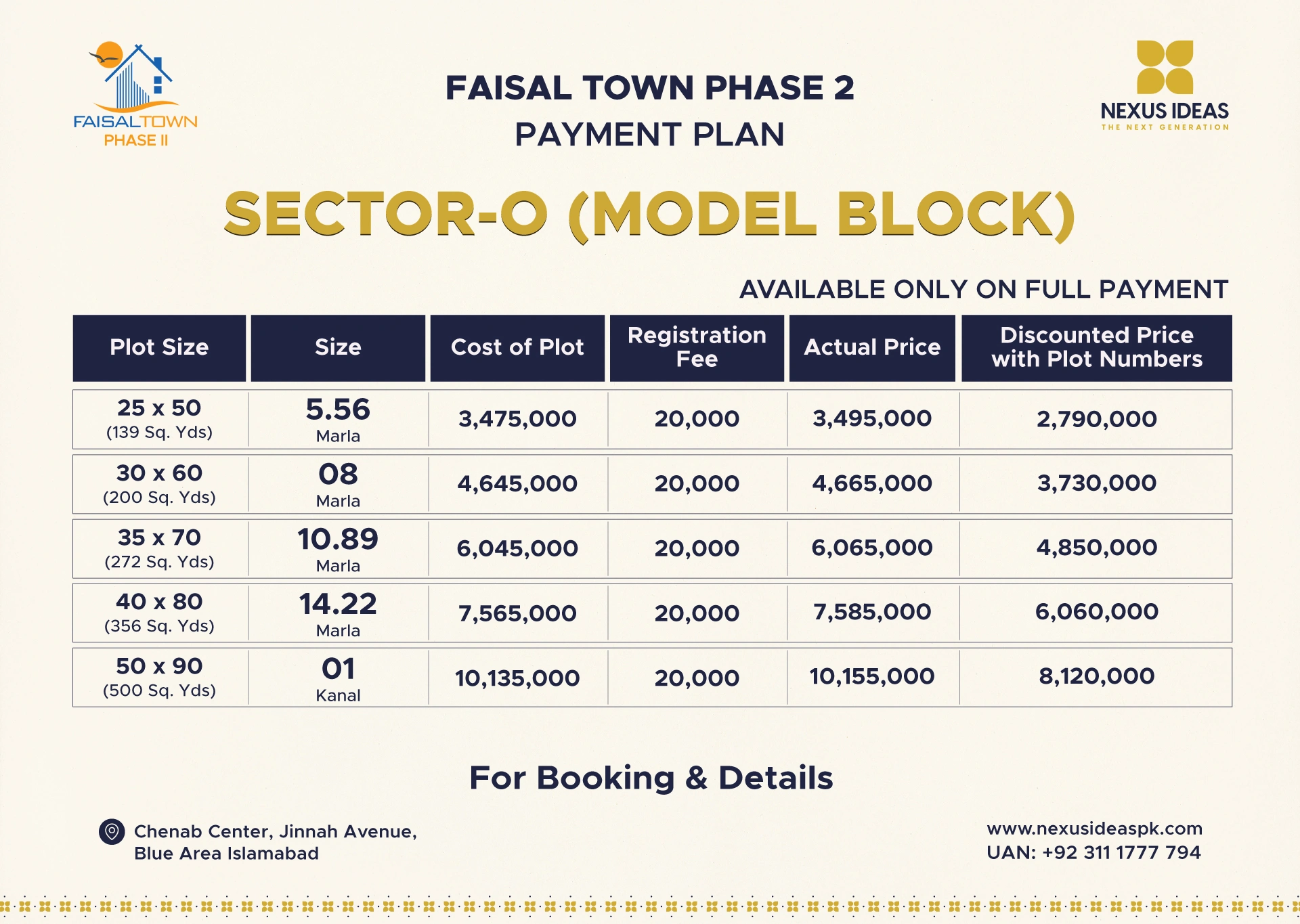 Faisal Town Phase 2 Sector O Model Block Payment Plan 2025